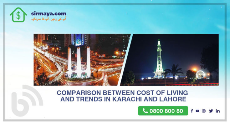 Comparison between cost of living and Trends in Karachi and Lahore